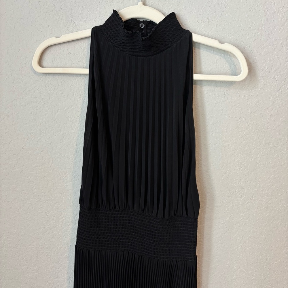 A.L.C. Renzo Black Matte Pleated Halter Midi Dress Size 0 - Picture 6 of 15